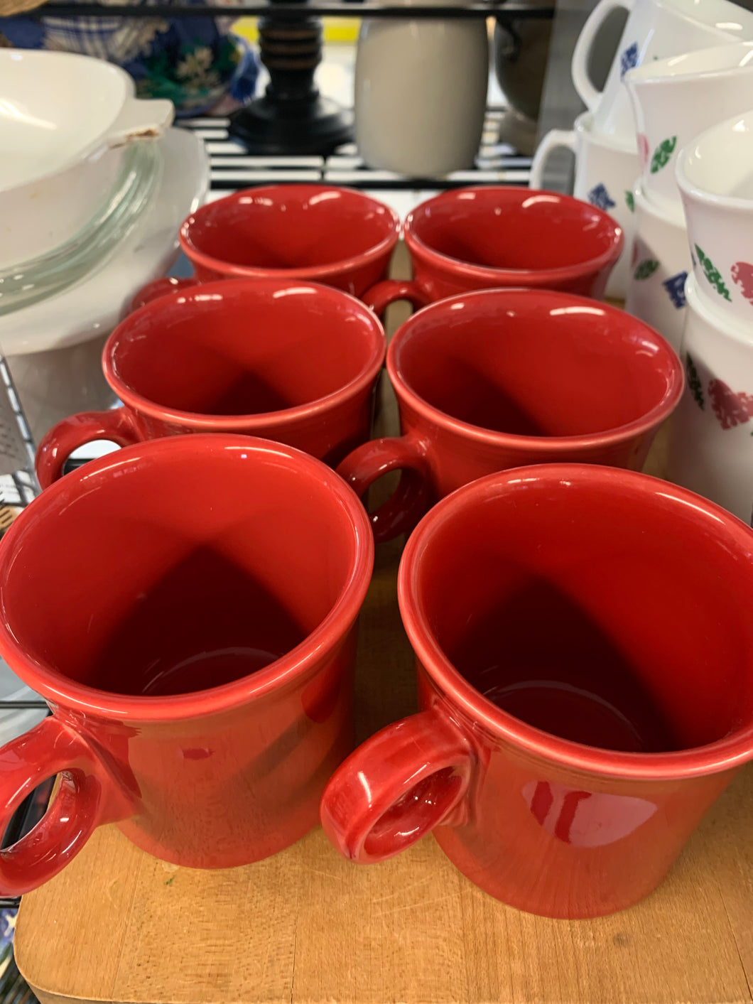 Fiestaware mugs, red, set of 6